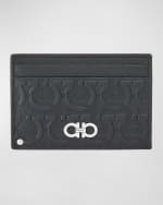 Image 1 of 4: Ferragamo Men's Travel Gancini-Embossed Leather Swivel Card Case