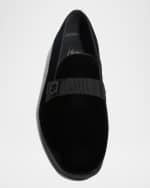 Image 5 of 5: Ferragamo Men's Lapo Velvet Loafers