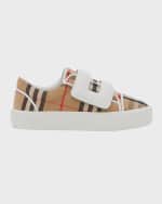 Image 6 of 6: Burberry Kid's Mark Vintage Check Canvas Sneakers, Baby