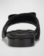 Image 4 of 6: Ferragamo Quilted Lambskin Bow Flat Sandals