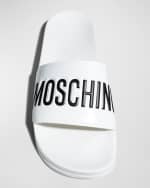 Image 5 of 5: Moschino Men's Logo Rubber Pool Slides