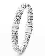 Image 4 of 4: LAGOS Sterling Silver and Gold White Caviar White Ceramic Diamond Link Bracelet