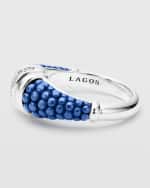 Image 3 of 4: LAGOS Sterling Silver White Caviar Ceramic Diamond 1-Row Taper Ring