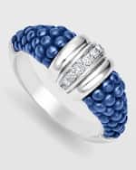 Image 1 of 4: LAGOS Sterling Silver White Caviar Ceramic Diamond 1-Row Taper Ring