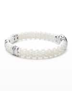 Image 3 of 4: LAGOS Sterling Silver and Gold White Caviar White Ceramic 3-Station Diamond 1-Row Bracelet