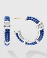 Image 4 of 4: LAGOS Blue Caviar Ultramarine Ceramic Diamond 1-Row 23mm Hoop Earrings