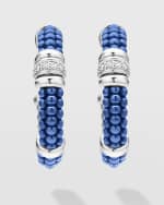 Image 3 of 4: LAGOS Blue Caviar Ultramarine Ceramic Diamond 1-Row 23mm Hoop Earrings