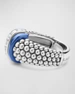 Image 4 of 4: LAGOS Sterling Silver Blue Caviar Ultramarine Ceramic Diamond Large 1-Link Ring