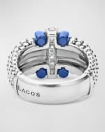 Image 3 of 4: LAGOS Sterling Silver Blue Caviar Ultramarine Ceramic Diamond Large 1-Link Ring