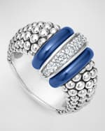Image 1 of 4: LAGOS Sterling Silver Blue Caviar Ultramarine Ceramic Diamond Large 1-Link Ring