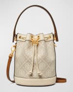 Image 1 of 6: Tory Burch T-Monogram Jacquard Mini Bucket Bag