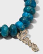 Image 4 of 4: Sydney Evan 10mm Blue Apatite Smooth Rondelle Bracelet with Mini Pave Love Charm