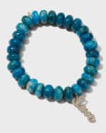 Image 1 of 4: Sydney Evan 10mm Blue Apatite Smooth Rondelle Bracelet with Mini Pave Love Charm