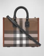 Image 3 of 5: Burberry Freya E-Canvas Check Tote Bag