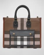 Image 1 of 5: Burberry Freya E-Canvas Check Tote Bag