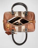 Image 4 of 6: Burberry Check E-Canvas Bowling Top-Handle Bag