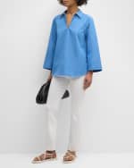 Image 2 of 6: Lafayette 148 New York Bracelet-Sleeve Pullover Shirt