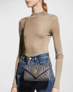 Image 2 of 6: Saint Laurent Envelope Triquilt Small YSL Shoulder Bag in Grained Leather