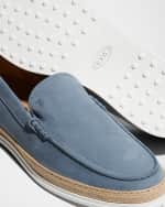 Image 3 of 5: Tod's Men's Nuova Pantofola Comma Rafia TV Suede Loafers