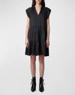 Image 2 of 5: Zadig & Voltaire Rito Satin Self-Tie High Neck Tiered Mini Dress