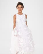 Image 2 of 5: White Label by Zoe Girl's Eliana 3D Flower Embellished Tulle Dress, Size 4-12
