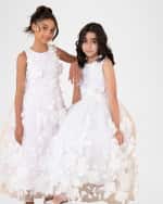Image 5 of 5: White Label by Zoe Girl's Eliana 3D Flower Embellished Tulle Dress, Size 4-12