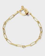 Image 1 of 4: Roberto Coin Yellow Gold Paperclip Chain Bracelet with Diamond Toggle