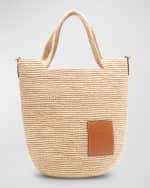 Image 1 of 6: Loewe x Paula’s Ibiza Slit Mini Tote Bag in Raffia with Leather Anagram