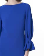 Image 4 of 4: Carolina Herrera Ruffle-Cuff Shift Dress