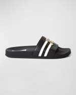 Image 1 of 3: John Richmond Men's JR-Logo Leather Pool Slides