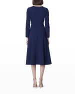 Image 3 of 4: Carolina Herrera Triple Bow Keyhole-Front Midi Dress