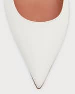 Image 4 of 6: Amina Muaddi Ami Lambskin Pedestal Pumps