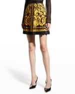 Image 5 of 6: Versace Baroque Heritage Pleated Silk Mini Skirt