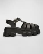 Image 1 of 5: Prada Men's Monolith Rubber Chunky-Sole Fisherman Sandals
