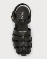 Image 5 of 5: Prada Men's Monolith Rubber Chunky-Sole Fisherman Sandals