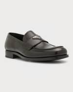 Image 4 of 5: Prada Men's Triangle Logo Leather Loafers