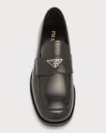 Image 5 of 5: Prada Men's Triangle Logo Leather Loafers