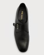 Image 5 of 5: Prada Men's Saffiano Leather Monk Strap Loafers