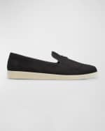 Image 1 of 6: Prada Men's Triangle Logo Suede Loafers