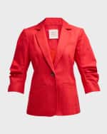 Image 1 of 7: Cinq a Sept Khloe Denim Three-Quarter Sleeve Blazer