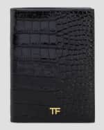 Image 1 of 4: TOM FORD TF Passport Cover in Stamped Croc Leather