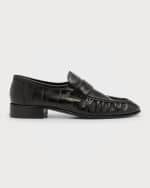 Image 1 of 6: THE ROW Soft Leather Flat Loafers