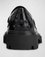 Image 3 of 4: Tod's Calfskin Lug-Sole Penny Loafers