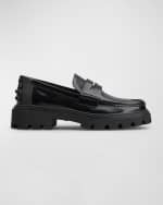 Image 1 of 4: Tod's Calfskin Lug-Sole Penny Loafers