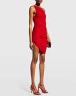 Image 2 of 6: Norma Kamali Diana Shirred Asymmetric Mini Dress