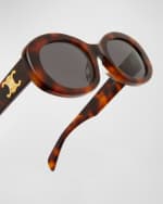 Image 5 of 5: Celine Triomphe Logo Oval Acetate Sunglasses