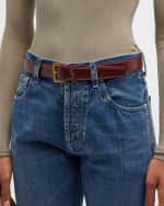 Image 2 of 3: Saint Laurent YSL Supple Leather Skinny Belt