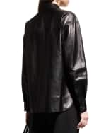 Image 5 of 6: Lafayette 148 New York Leather Shirt Jacket