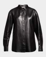 Image 1 of 6: Lafayette 148 New York Leather Shirt Jacket
