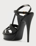 Image 3 of 6: Saint Laurent Tribute Patent T-Strap Platform Sandals